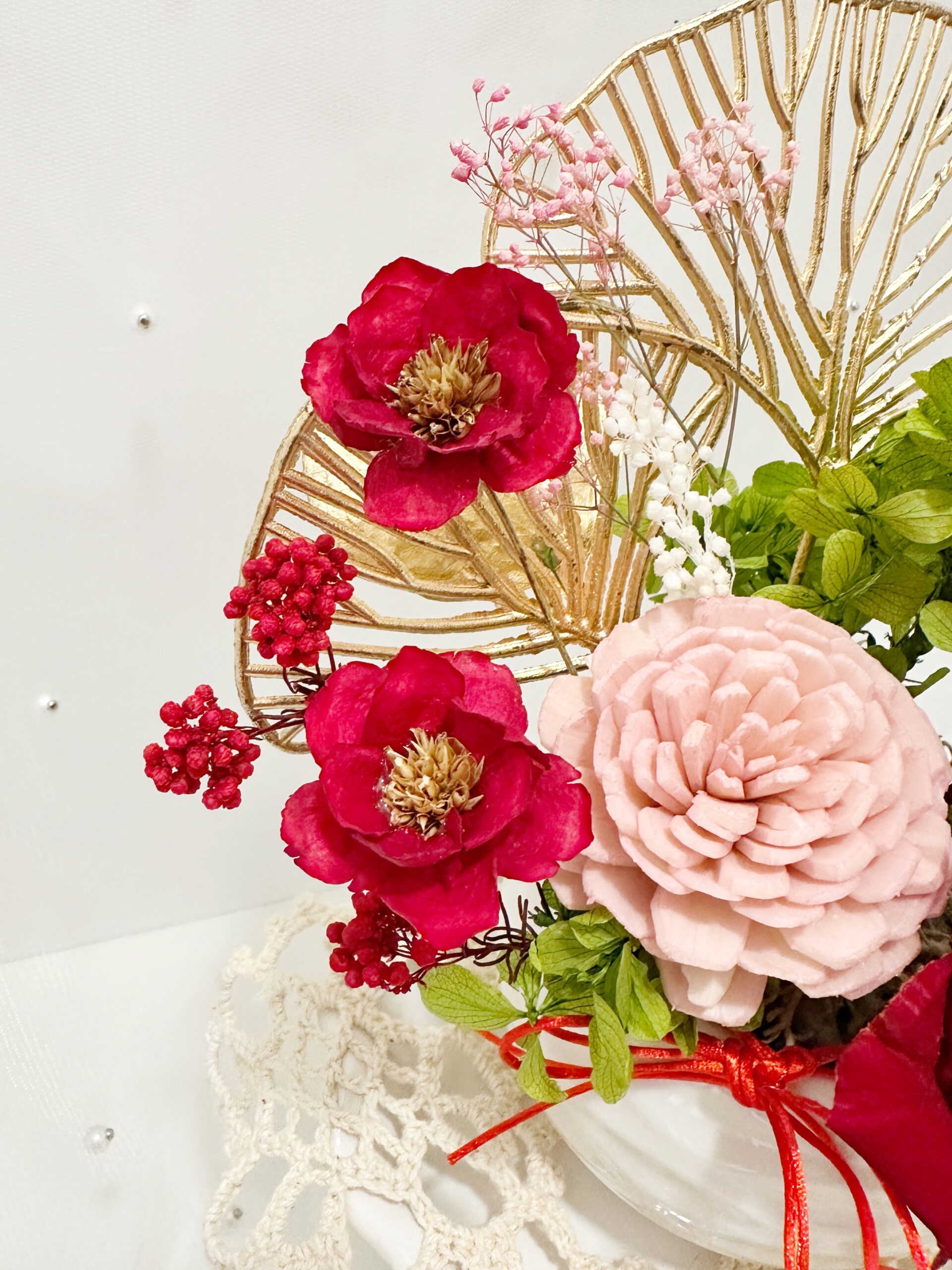 Preserved Flower Pot Arrangement – Red & Blush Elegance - Image 4