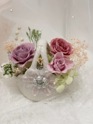 Preserved Flower in a Ceramic Basket